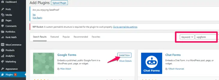 instalasi plugin wpgform