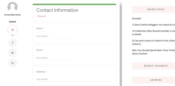 Pratinjau penyematan Formulir Google