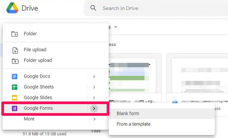 Tambahkan Formulir Google di drive Anda