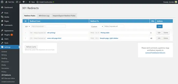 Redirecionamentos 301 - Easy Redirect Manager