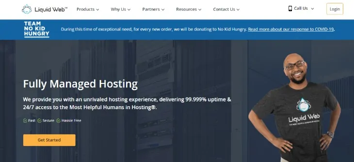 Página inicial da Liquid Web Hosting