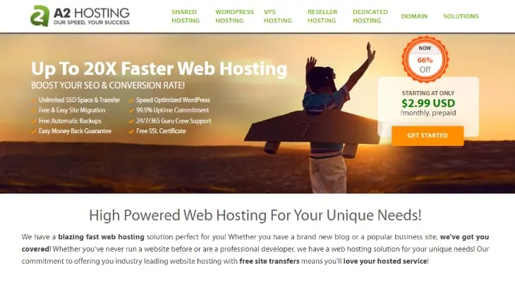 Homepage da Hospedagem A2