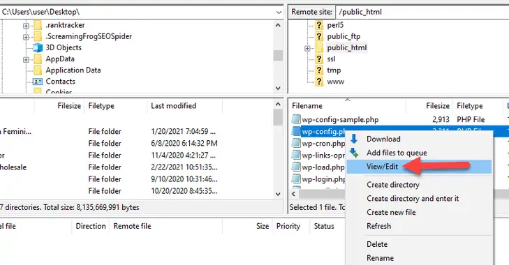 edite o wp-config