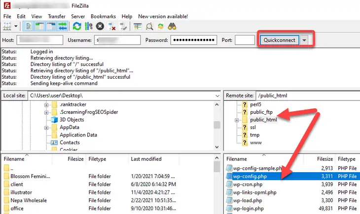 akses file wp-config