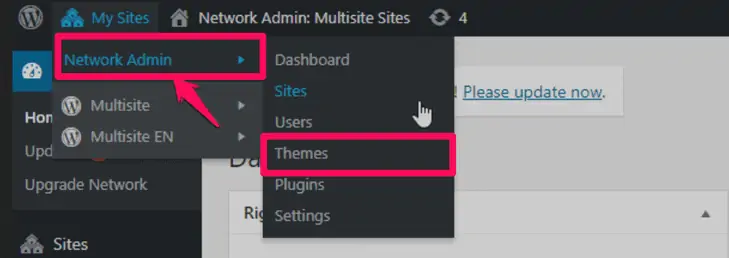 menambahkan tema di jaringan multisite