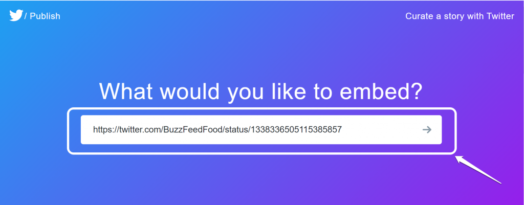 Destacando o URL de um vídeo do BuzzFeed no Twitter