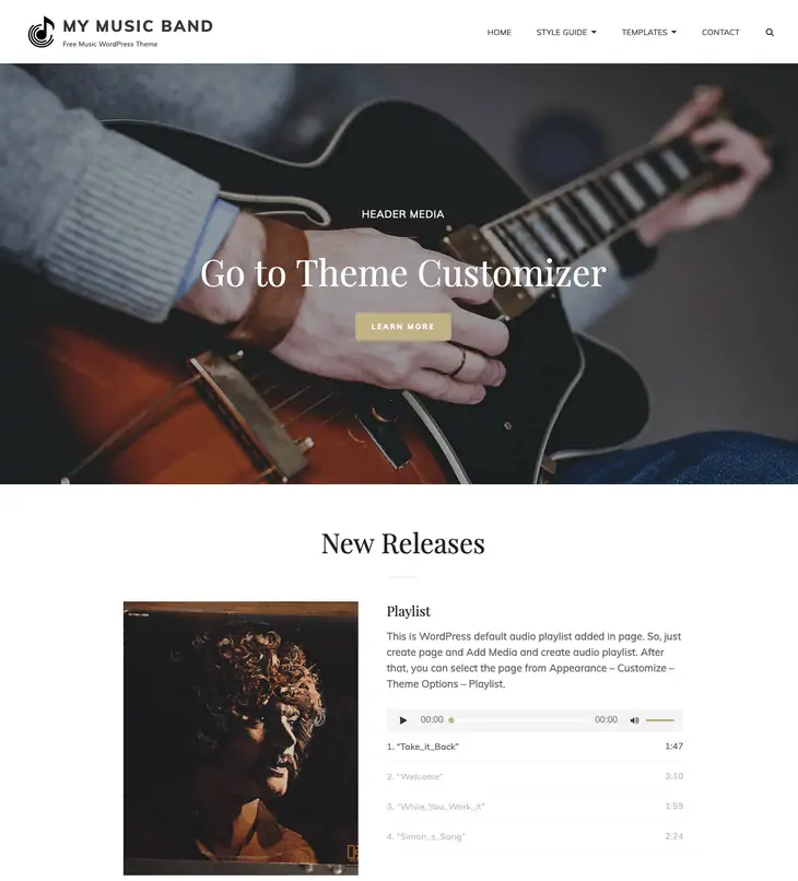 Tema WordPress de banda de rock