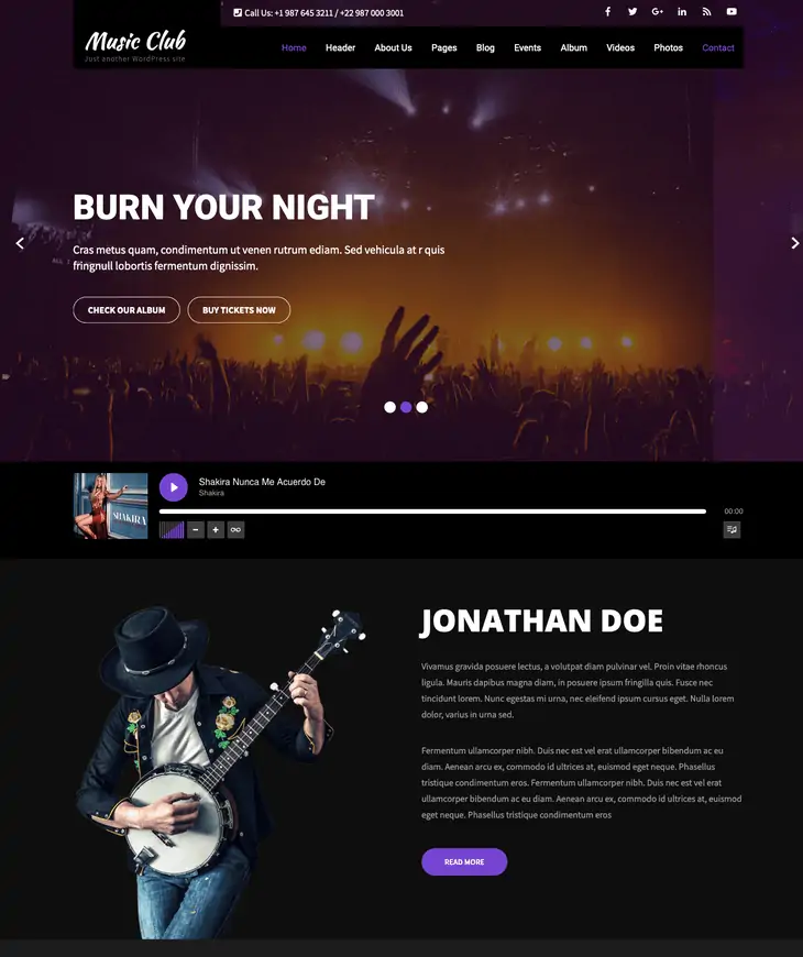 Tema WordPress Music Club Lite