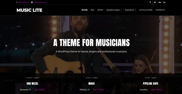 Tema WordPress grátis Music Lite