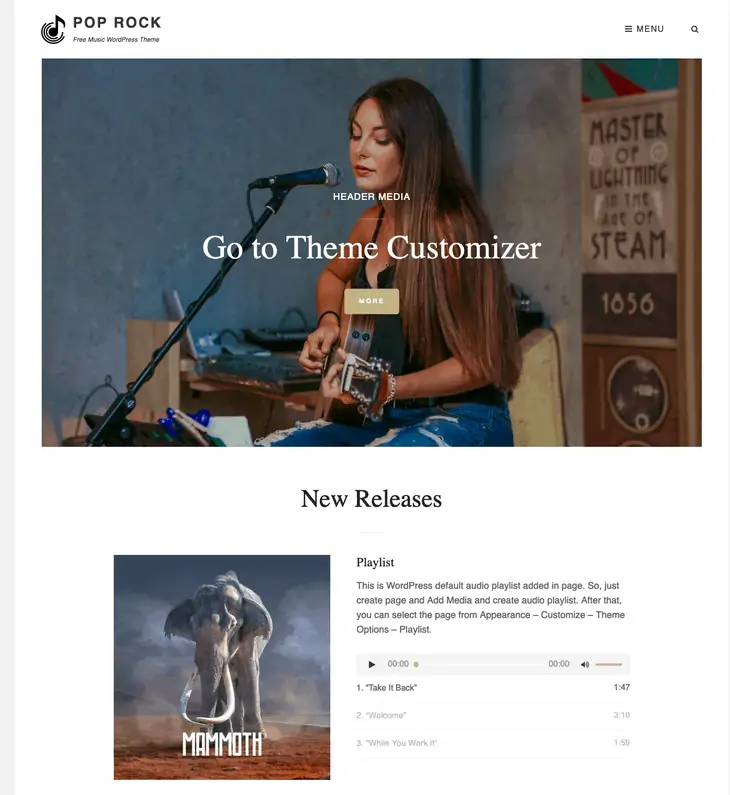 Tema WordPress de Música Grátis Pop Rock