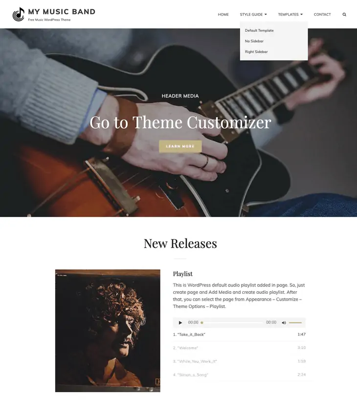 Tema WordPress de Música Gratuita da Minha Banda de Música