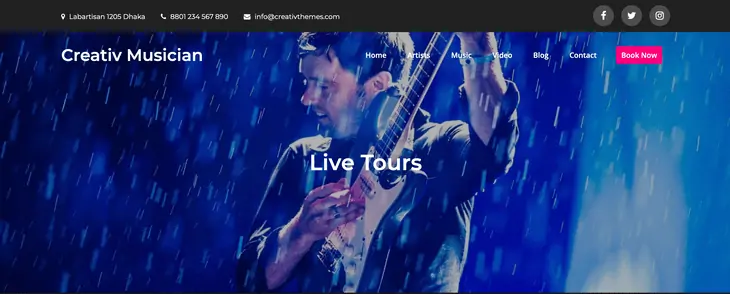 Tema WordPress de músico criativo