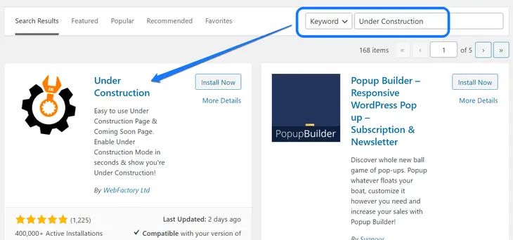 Instalando e ativando o plugin Under Construction WordPress