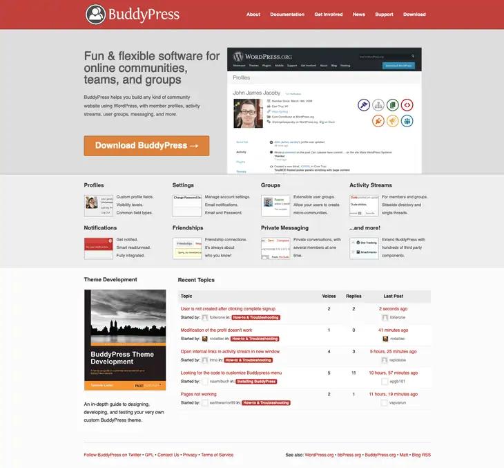 Plugins do fórum BuddyPress WordPress