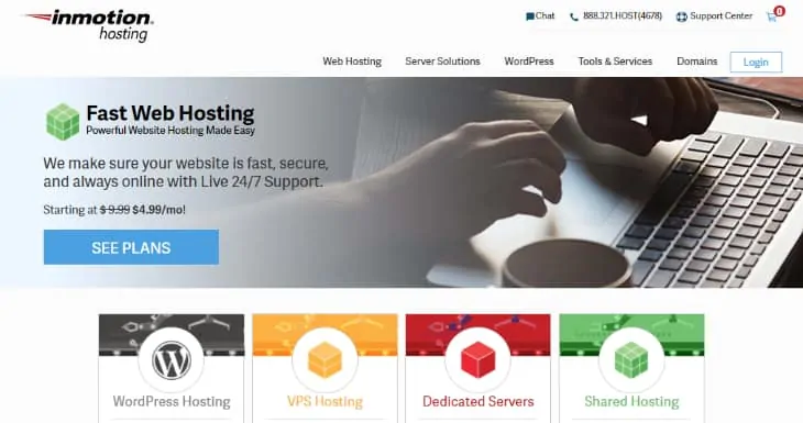 Página inicial do InMotion Hosting