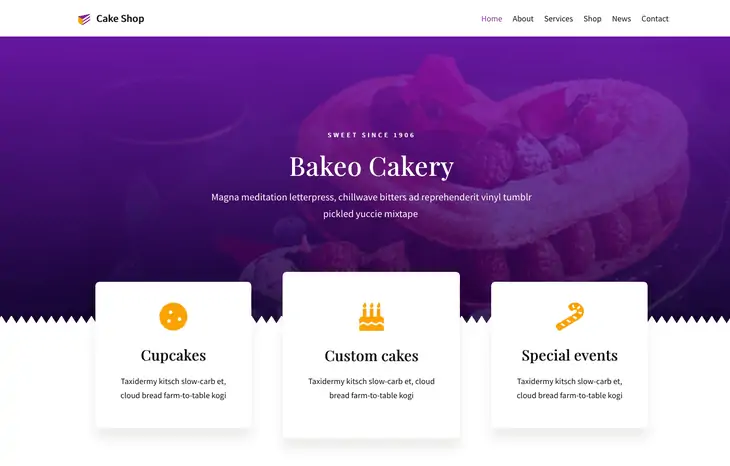 Tema WordPress de Padaria Grátis Neve