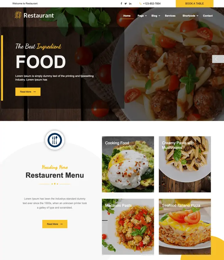 Tema WordPress grátis Food Junction