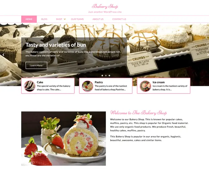 Tema WordPress grátis para loja de padaria