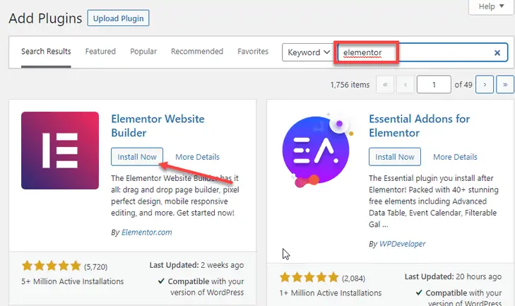instale e ative o plug-in Elementor