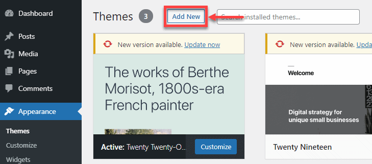 adicionar nova guia de tema