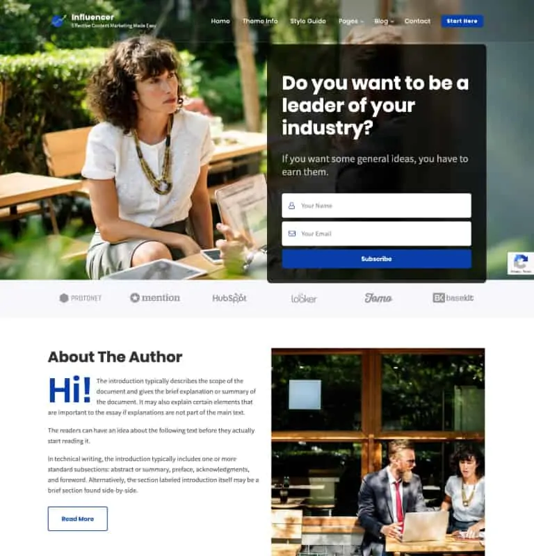 ธีม WordPress ของ Influencer ฟรี