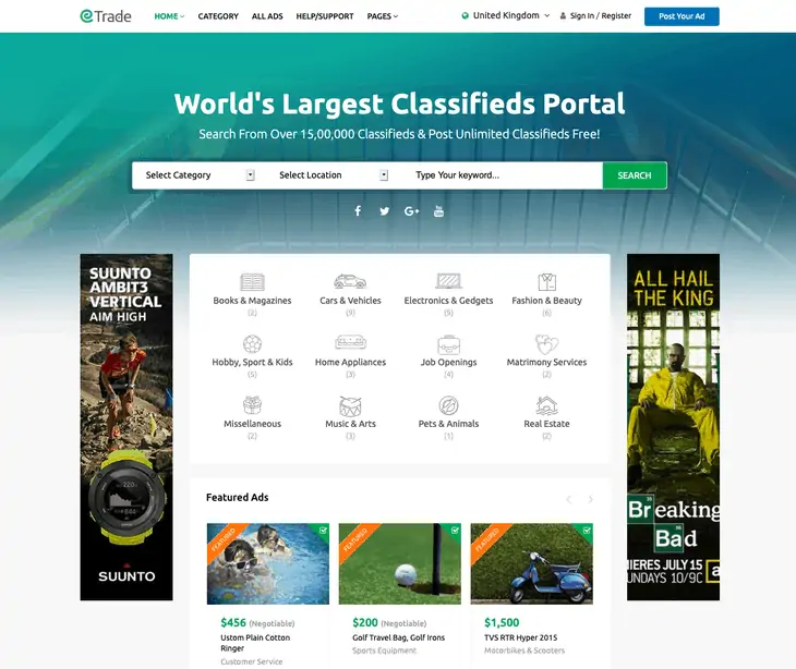 Tema WordPress de comércio