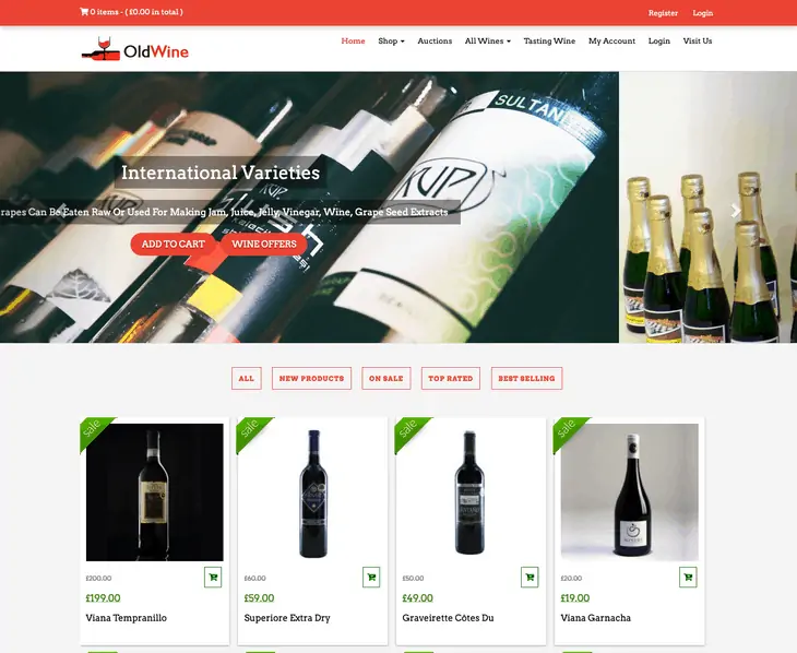Tema WordPress Old Wine Store