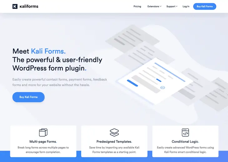Complemento de creación de formularios de Kali Forms WordPress