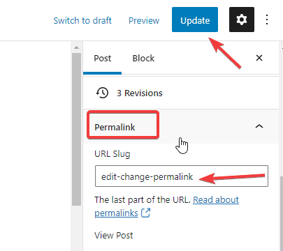 Tek bir gönderide URL bilgisini düzenleme