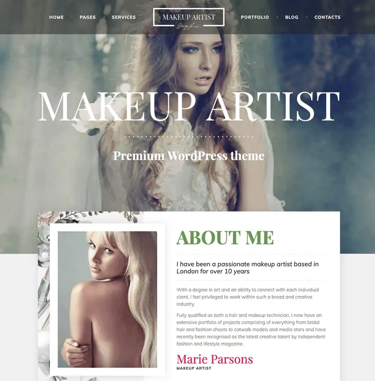 Tema de WordPress profesional para maquilladores