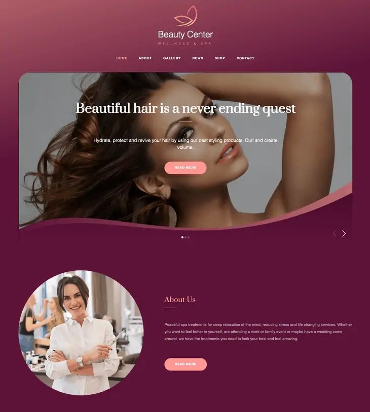 Centro de belleza y bienestar WordPress Theme