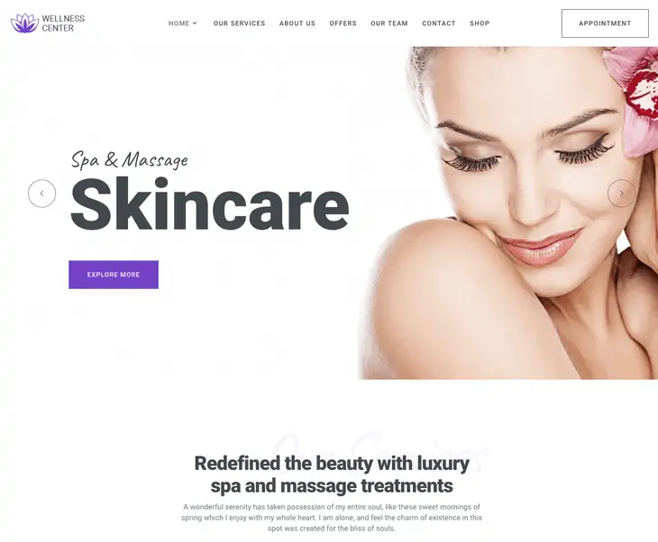 Tema de WordPress para centro de spa