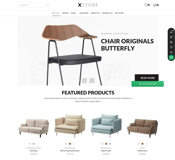 XSstore เฟอร์นิเจอร์ WordPress ธีม