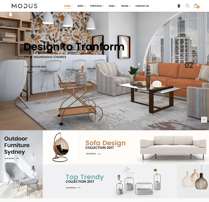 ธีม WordPress เฟอร์นิเจอร์ Modus