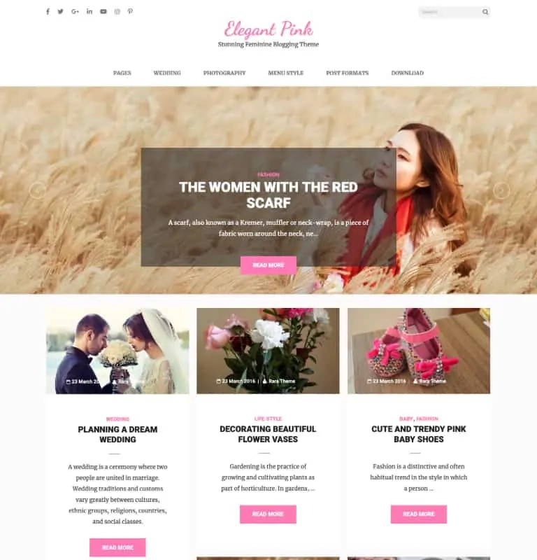 Tema WordPress Gratis Pink Elegan