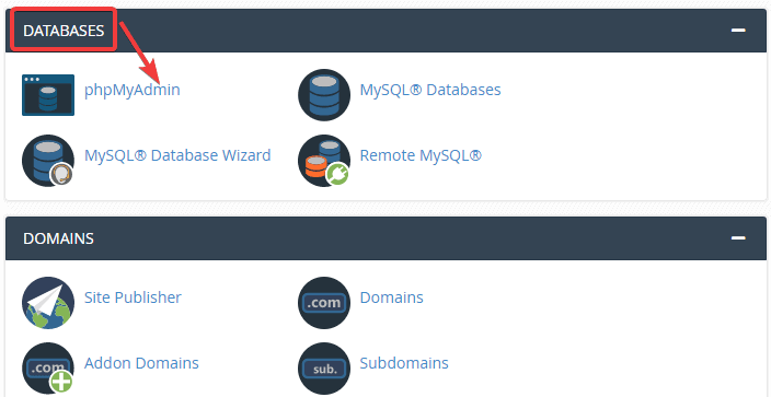 การเข้าถึง phpMyAdmin