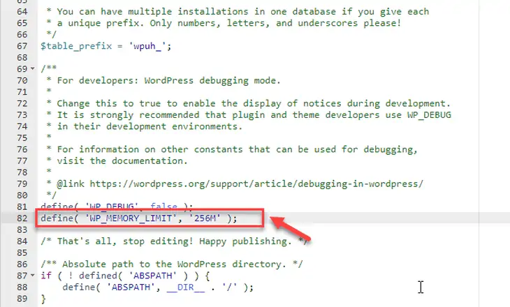 Einfügen des Codes in wp-config