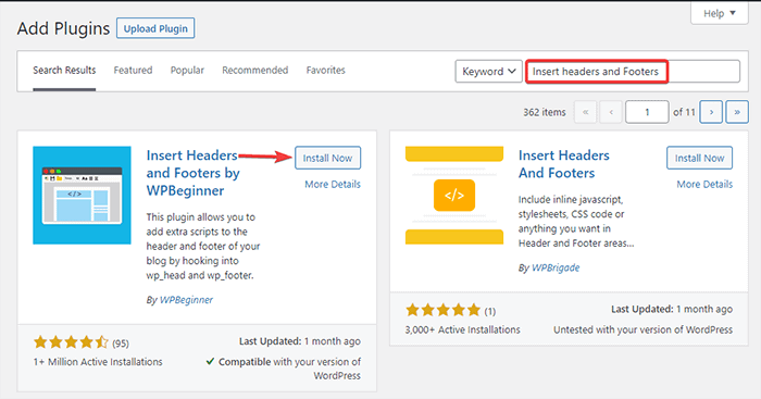Installation und Aktivierung des Plugins Kopf- und Fußzeilen einfügen