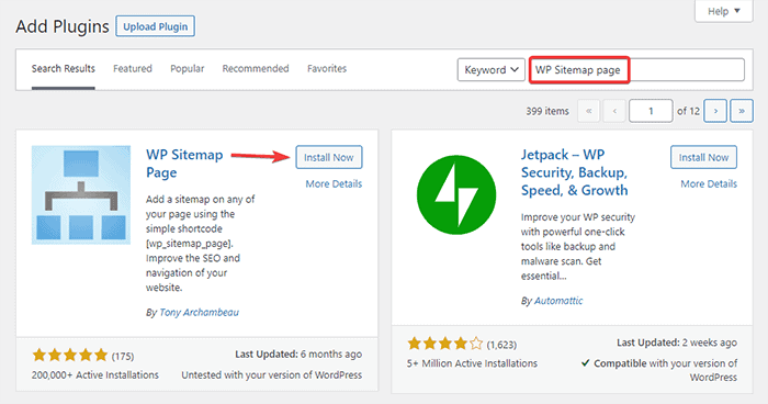 Installation und Aktivierung des Plugins für WP-Sitemap-Seiten
