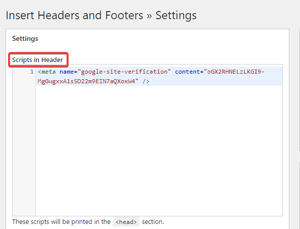 Einfügen des Codes in den Header-Bereich