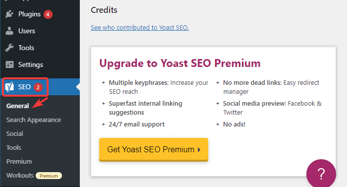 Allgemeine Option im Yoast SEO