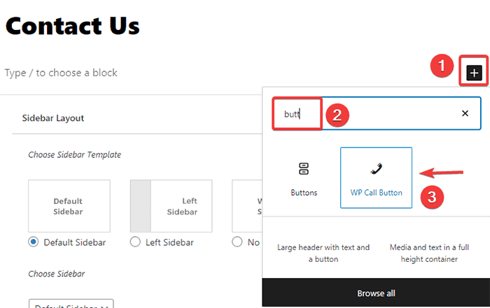 Hinzufügen einer WP Call-Schaltfläche im Blockeditor