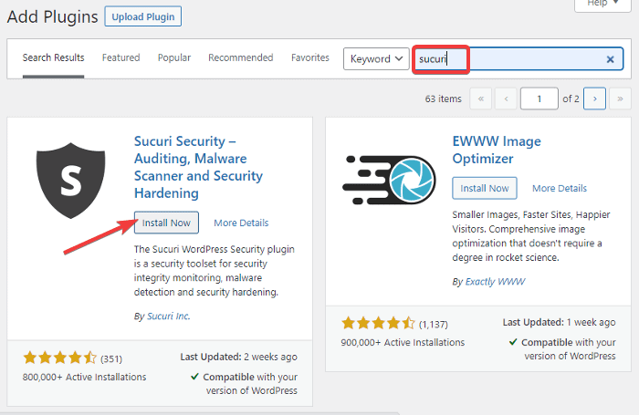 Installieren und aktivieren Sie das Sucuri-Plugin
