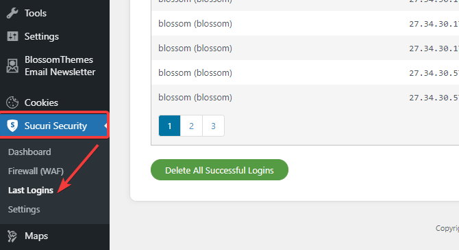 Letzte Anmeldeoption im Sucuri-Plugin