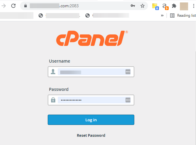 cPanel-Anmeldedaten