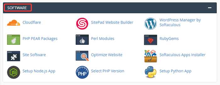 Software-Bereich auf cpanel