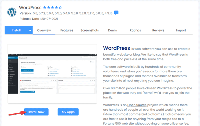 Installation von WordPress über cPanel