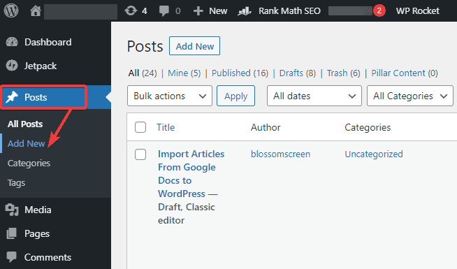 neuen Beitrag auf WordPress hinzufügen