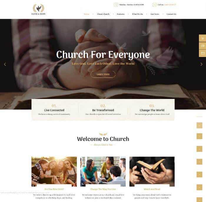 ธีม WordPress ศรัทธาและความหวัง