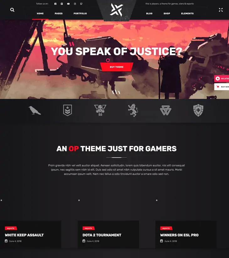 ธีม WordPress เกม PlayerX